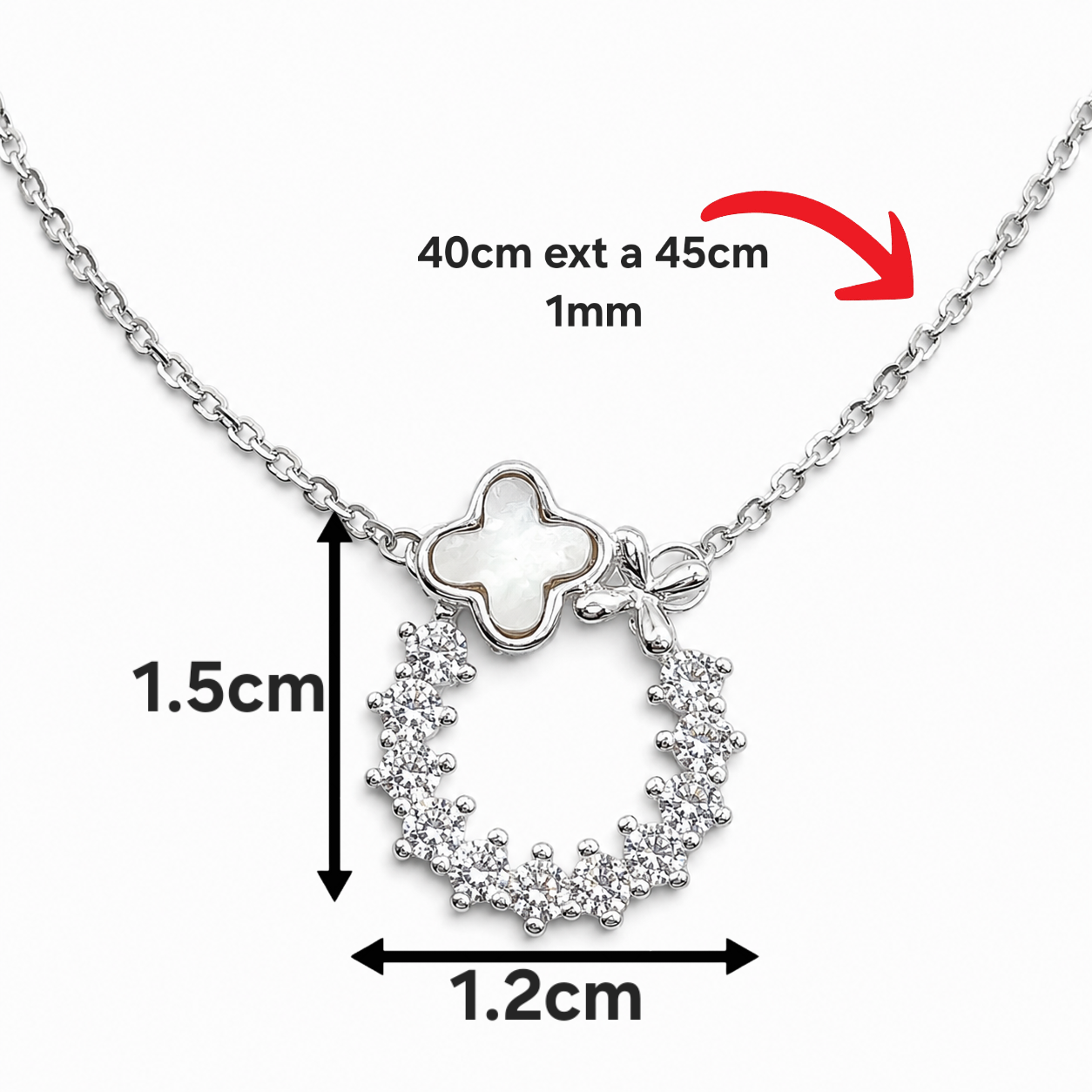 Collar Zirconia Flor Plata Ley 925