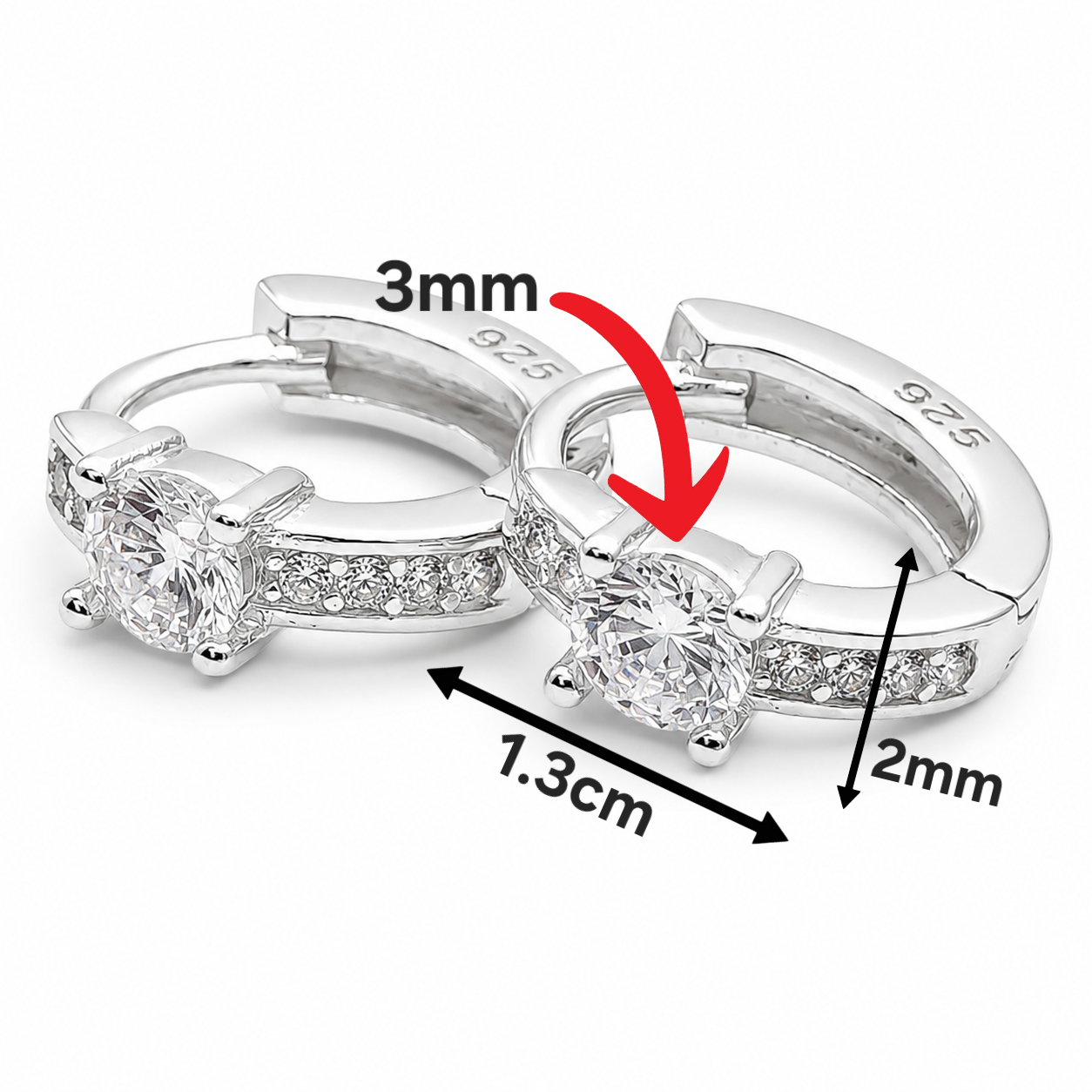 Hugguies Zirconia Mini Plata Ley 925