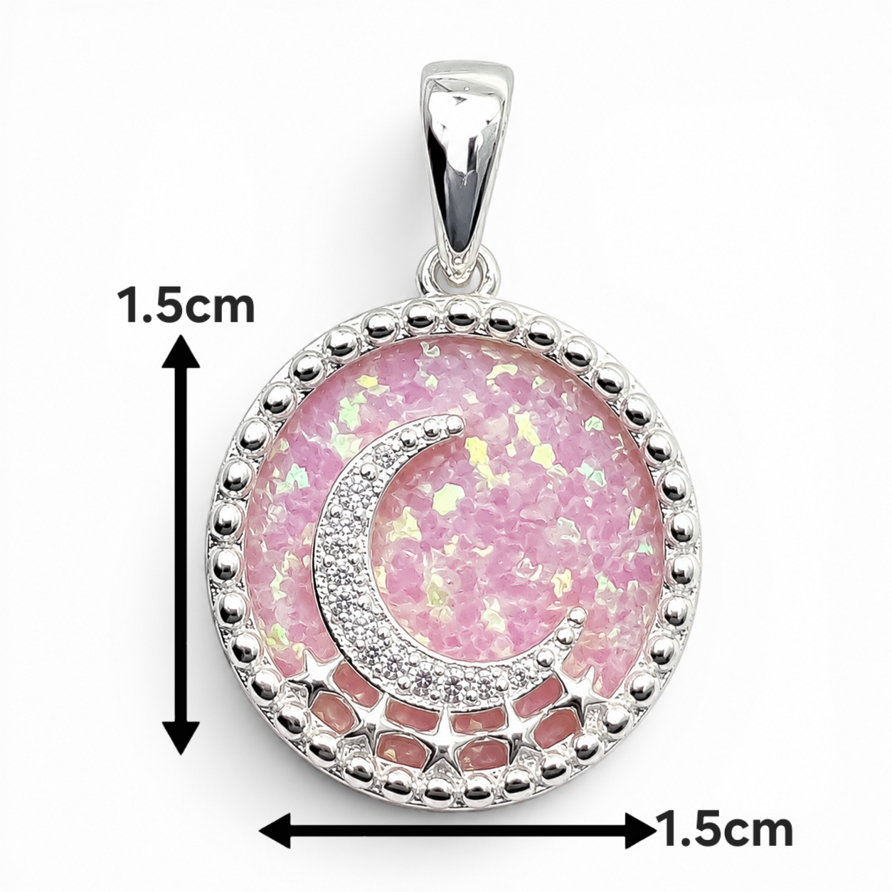 Dije Opalo Rosa Luna Plata Ley 925