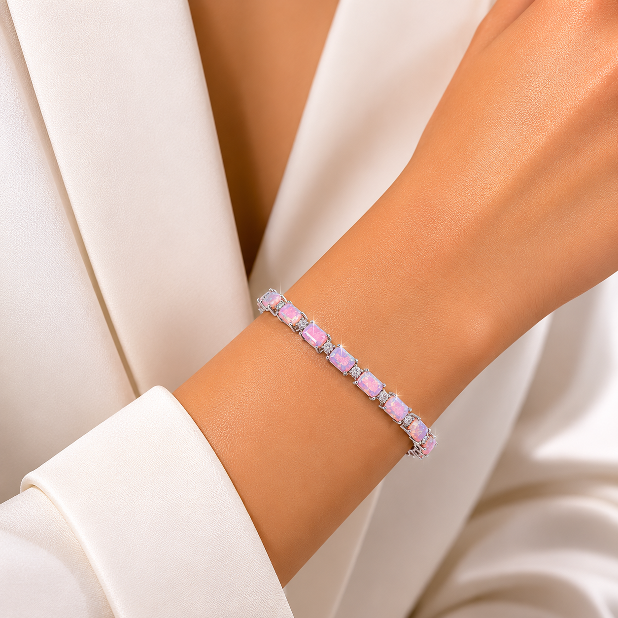 Pulsera Opalo Rosa Cuadro