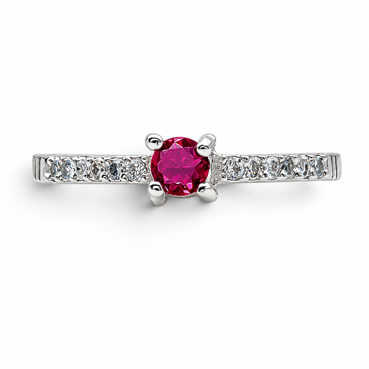 Anillo Zirconia Roja Plata Ley 925