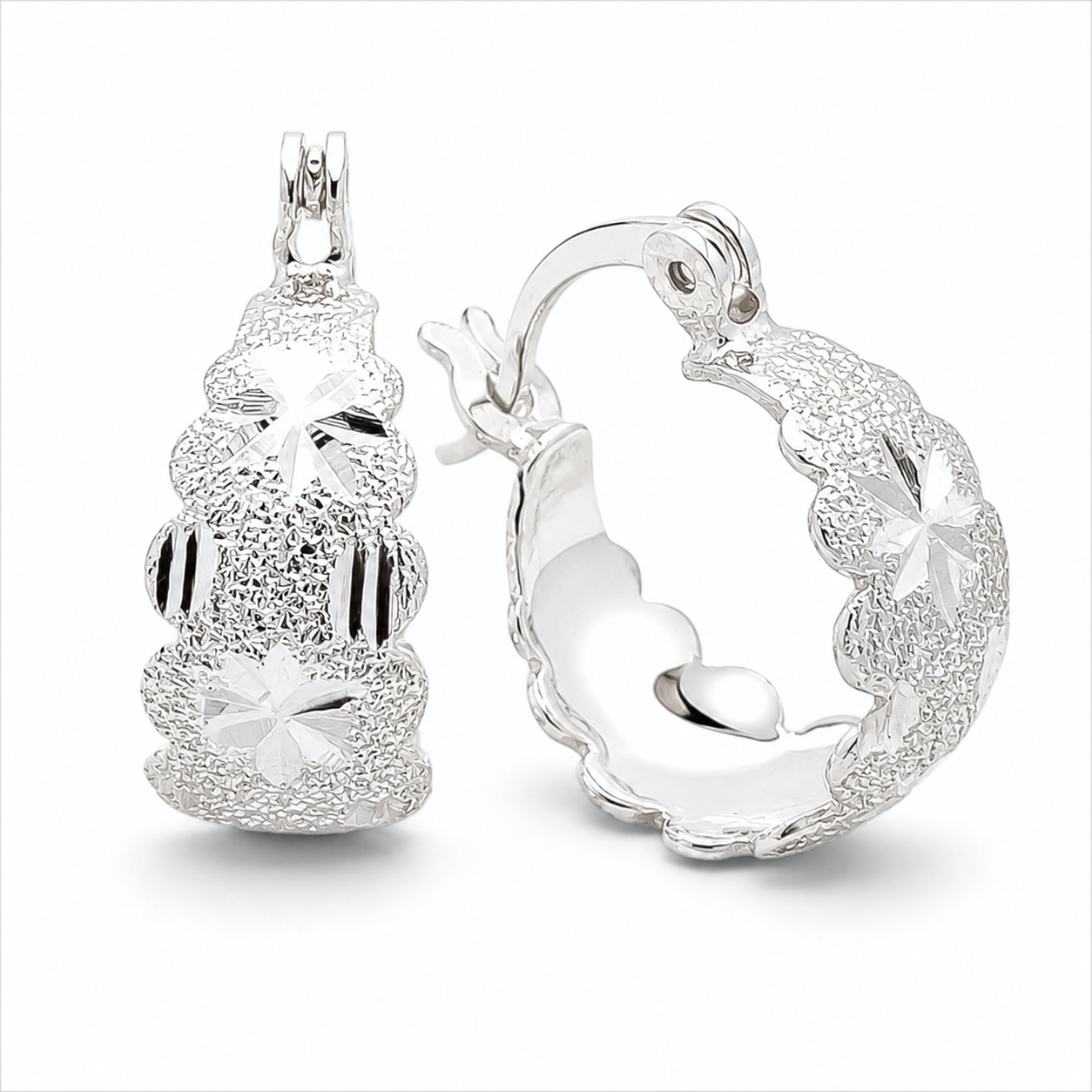 Arracada Diamantada Chica Plata Ley 925