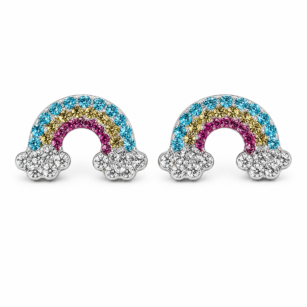 Broquel Arcoiris Azul Plata Ley 925