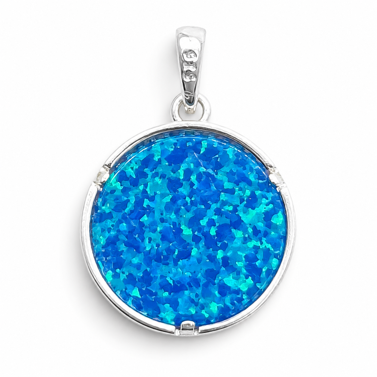 Dije Opalo Azul Luna Plata Ley 925