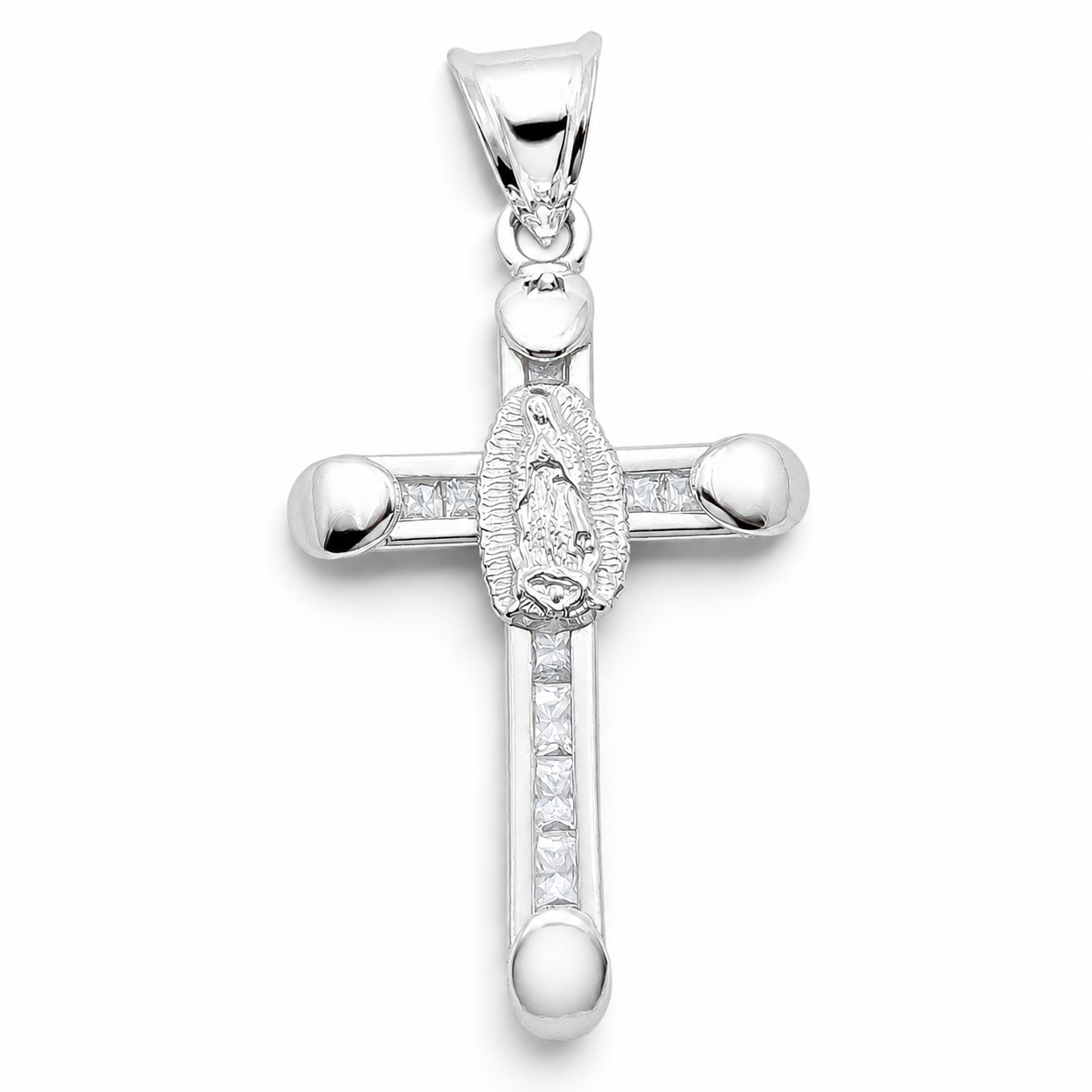 Dije Virgen Cruz Zirconia Plata Ley 925