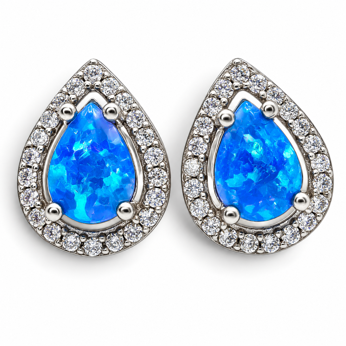 Arete Opalo Azul Plata Ley 925