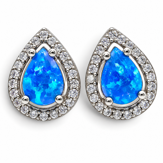 Arete Opalo Azul Plata Ley 925