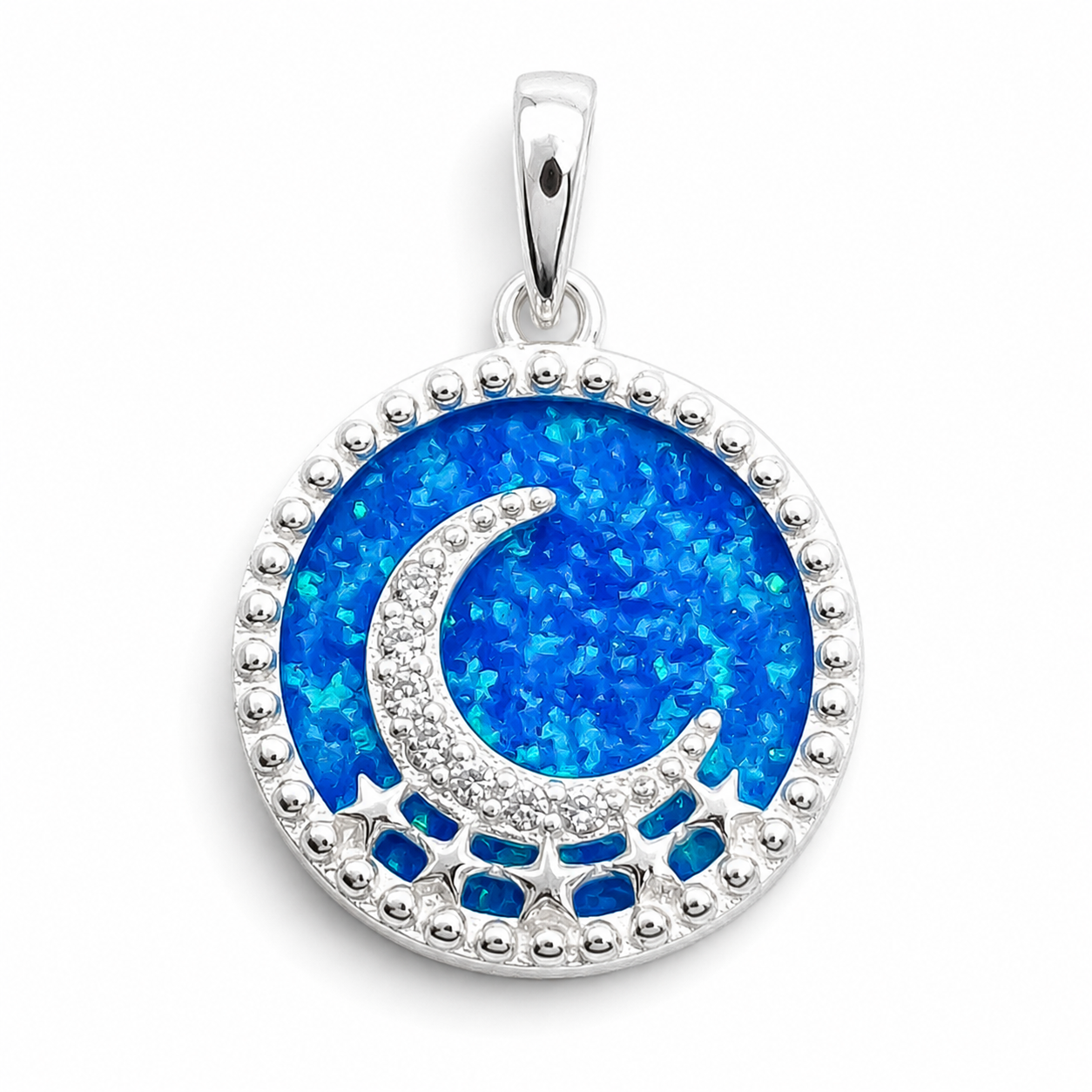 Dije Opalo Azul Luna Plata Ley 925