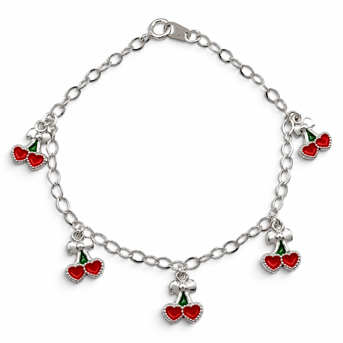 Pulsera Cereza Plata Ley 925