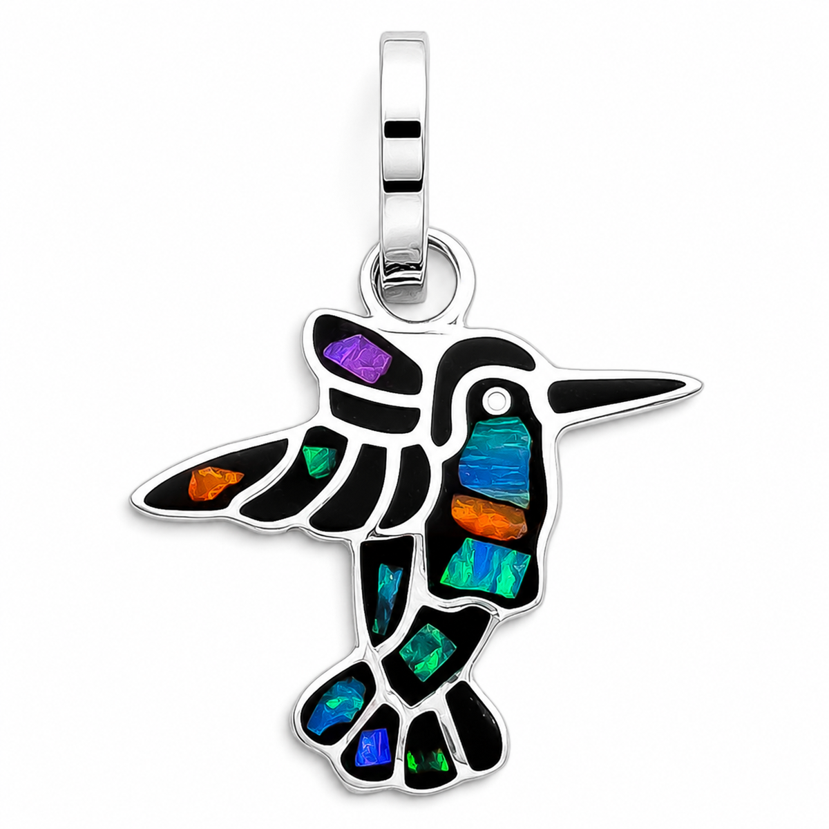 Set Colibri Negro Plata Ley 925