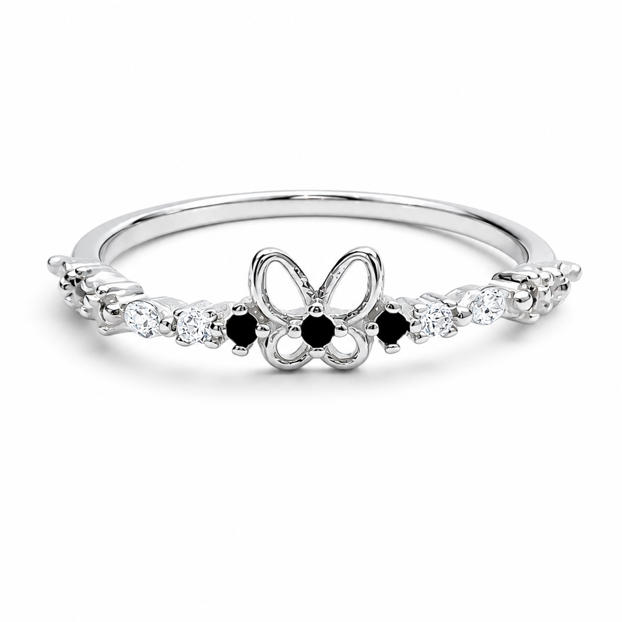 Anillo Mariposita Negro Plata Ley 925