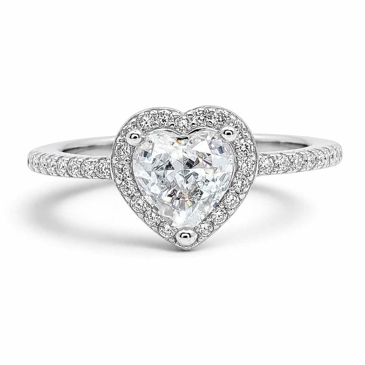 Anillo Zirconia Corazon Blanco Plata Ley 925