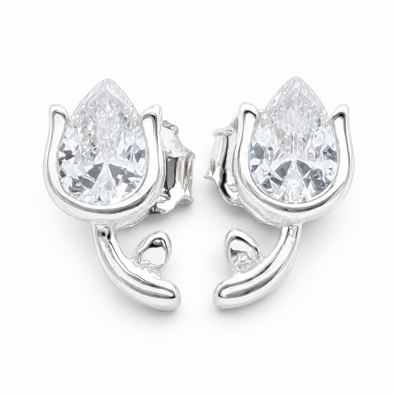 Arete Zirconia Flor Plata Ley 925