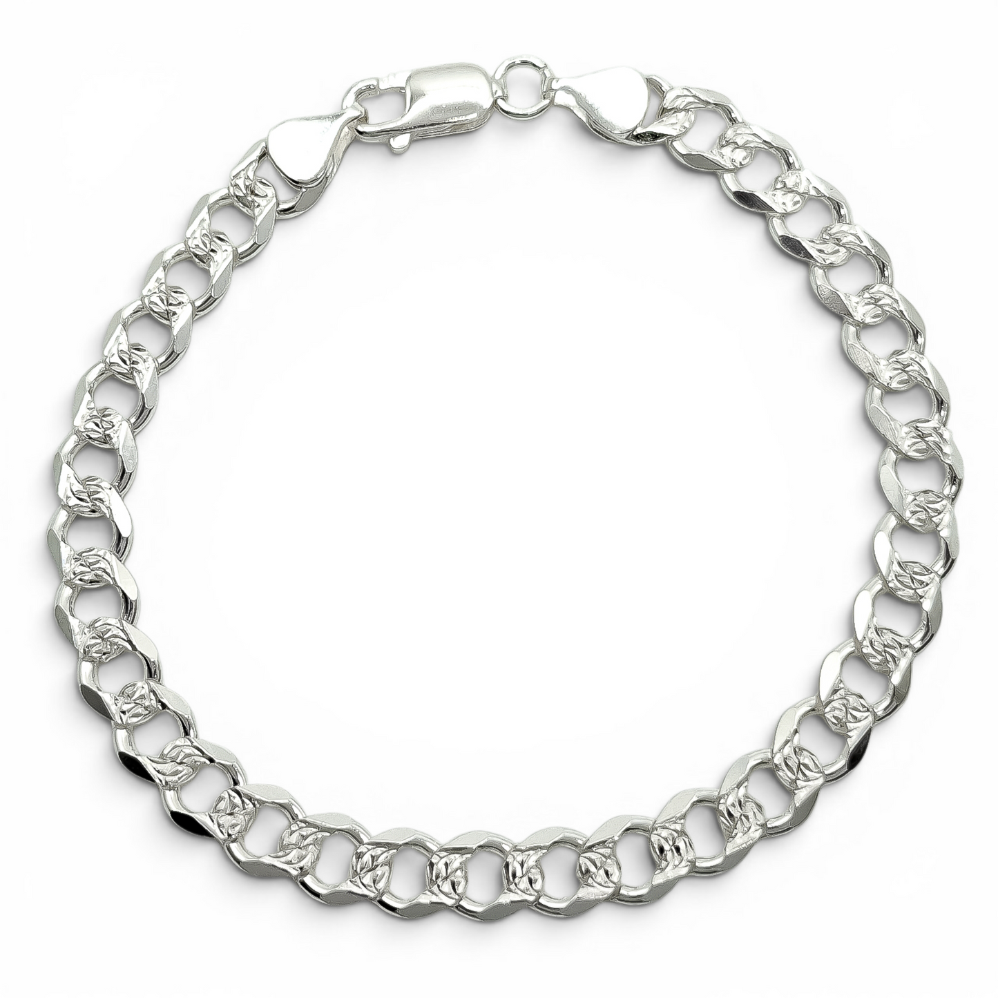 Pulso Cubano Diamantado 6mm Plata Ley 925