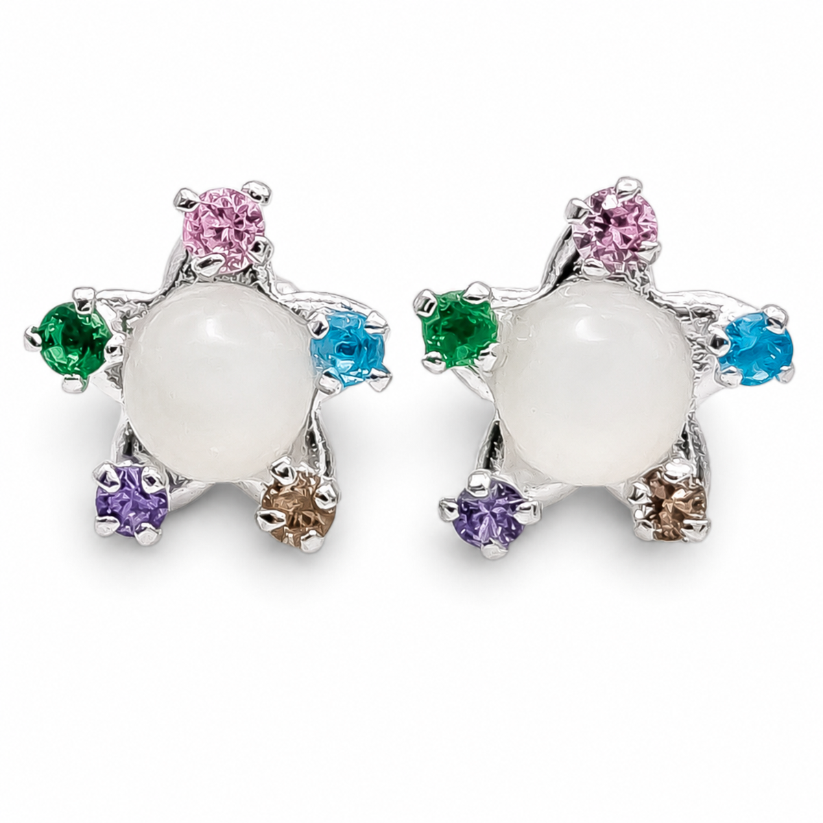 Broquel Estrella Blanco Multicolor Plata Ley 925