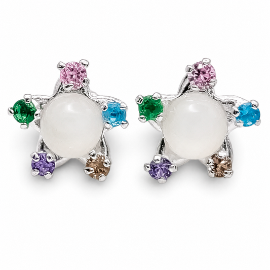Broquel Estrella Blanco Multicolor Plata Ley 925