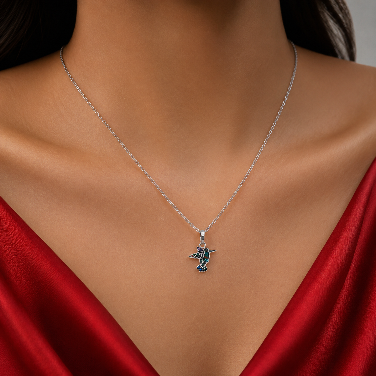 Set Colibri Negro Plata Ley 925