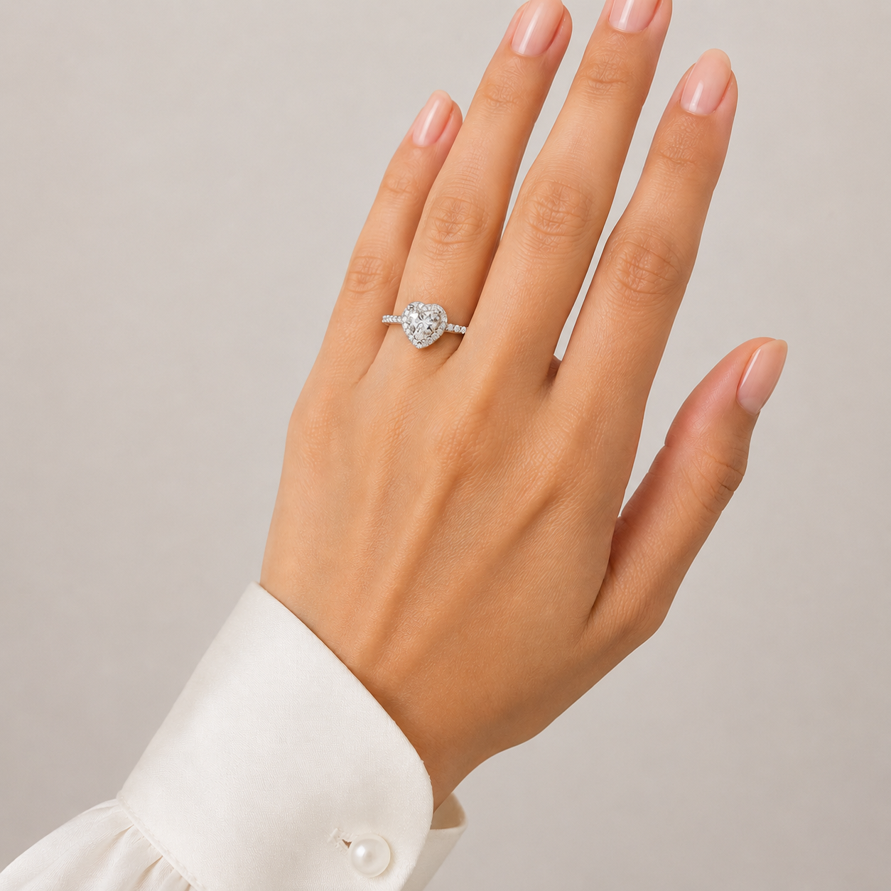 Anillo Zirconia Corazon Blanco Plata Ley 925