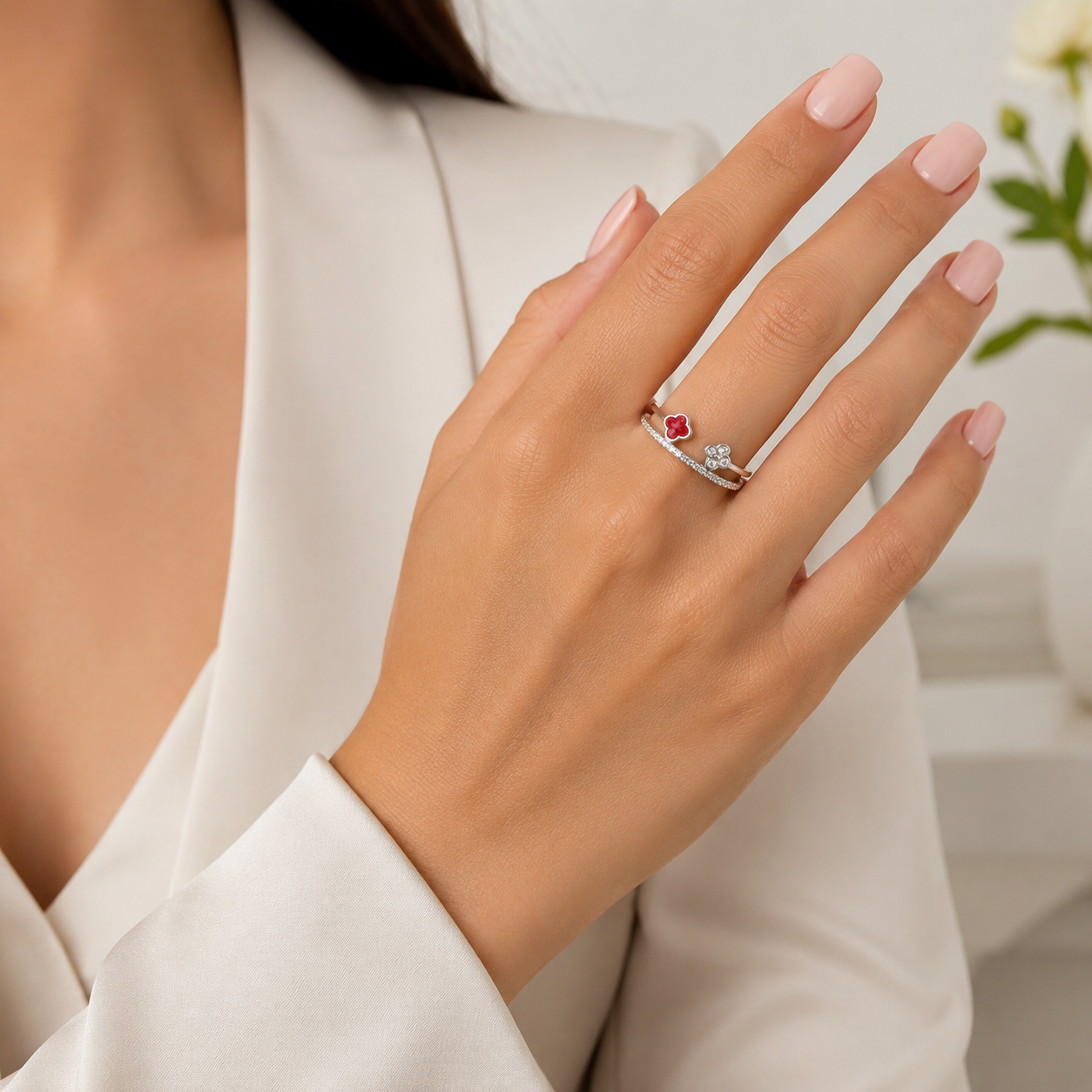 Anillo Van Rojo Zirconia Plata Ley 925