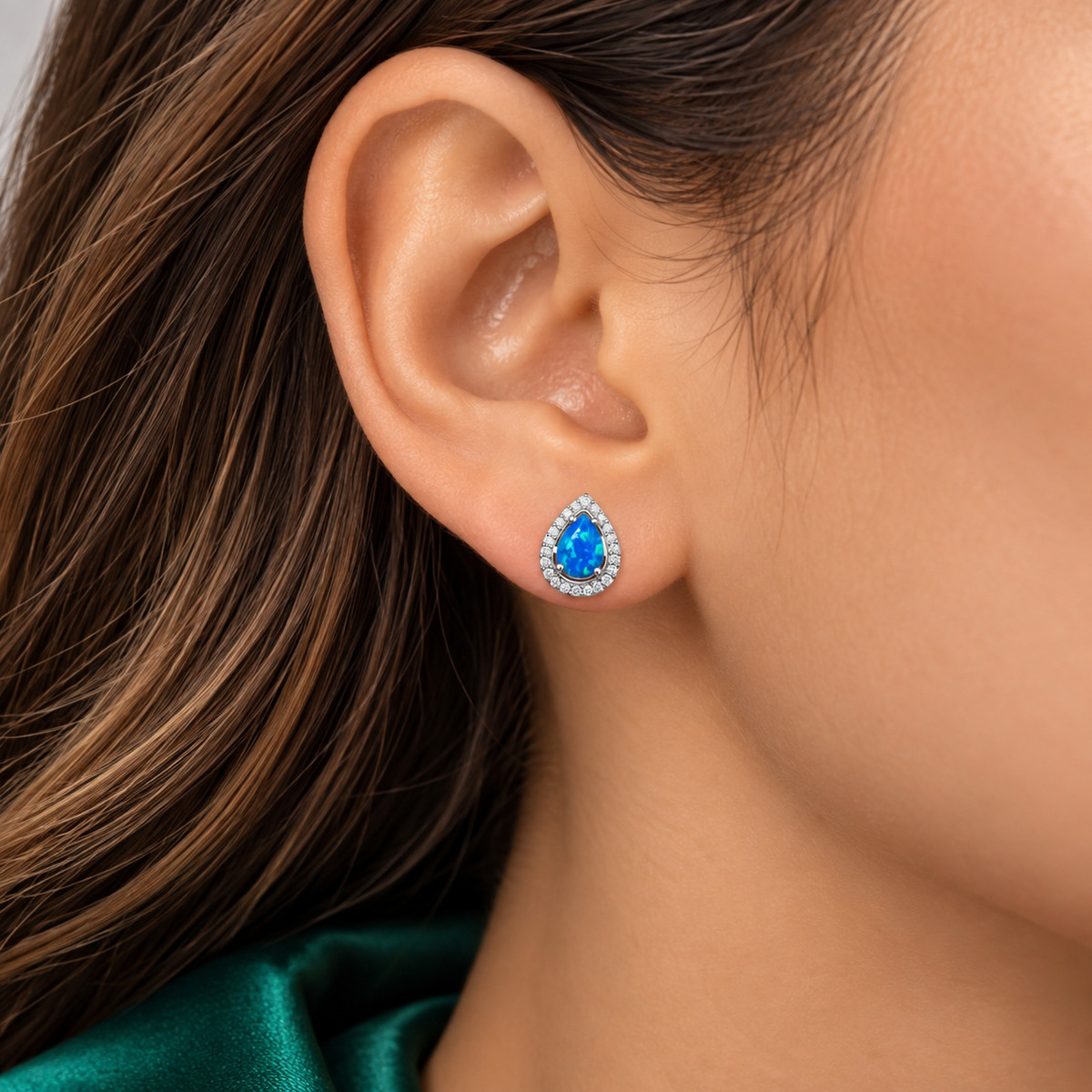 Arete Opalo Azul Plata Ley 925