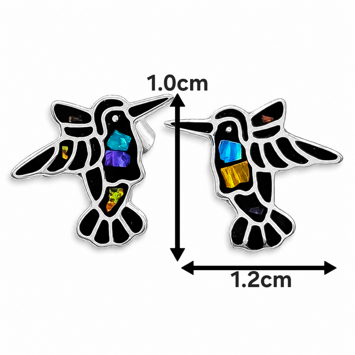 Set Colibri Negro Plata Ley 925