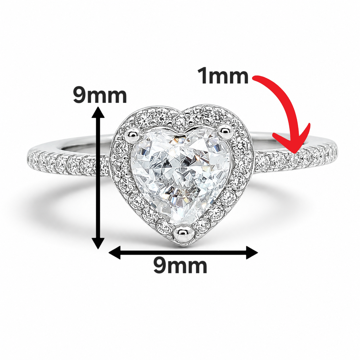Anillo Zirconia Corazon Blanco Plata Ley 925