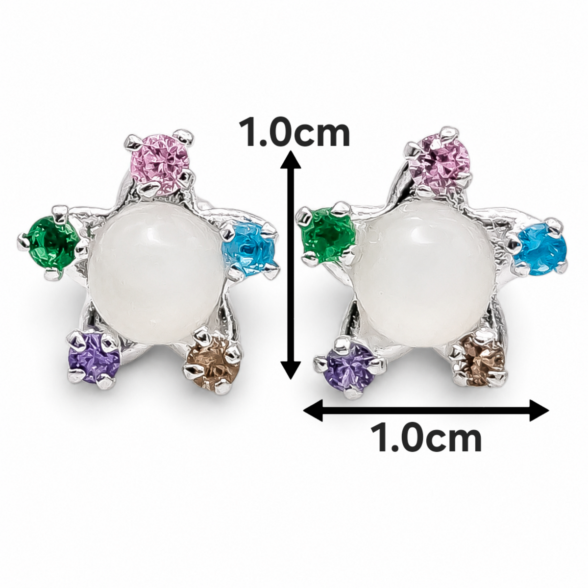 Broquel Estrella Blanco Multicolor Plata Ley 925