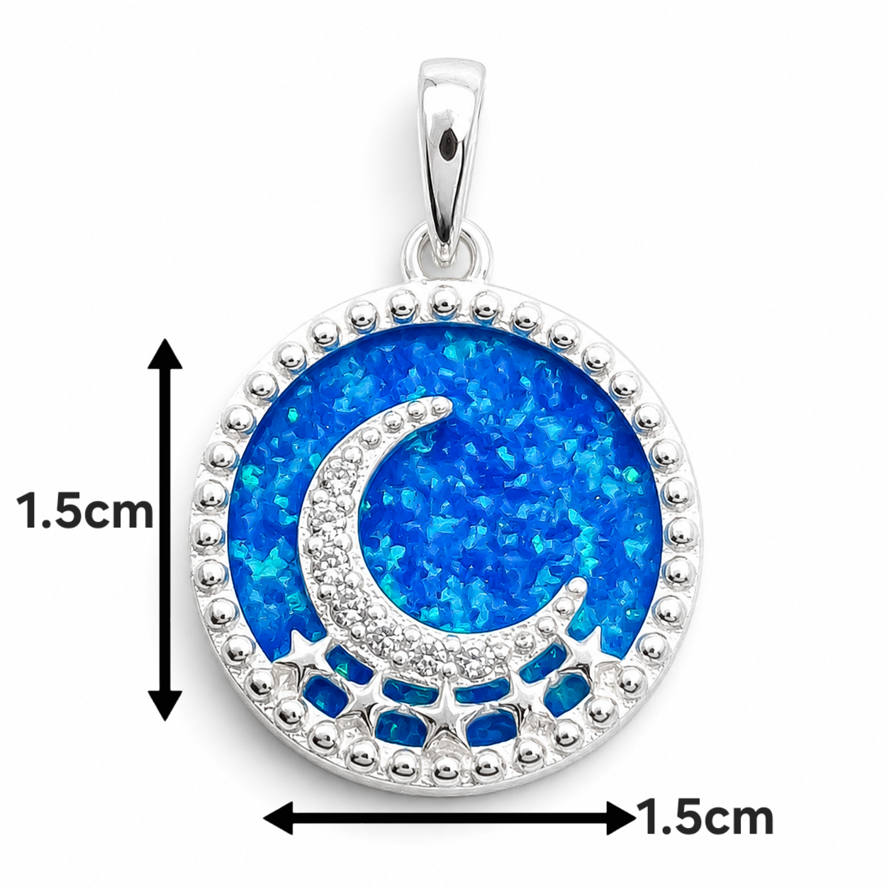 Dije Opalo Azul Luna Plata Ley 925