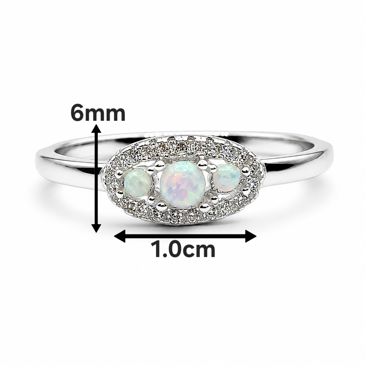 Anillo 3 Opalos Blanco Plata Ley 925