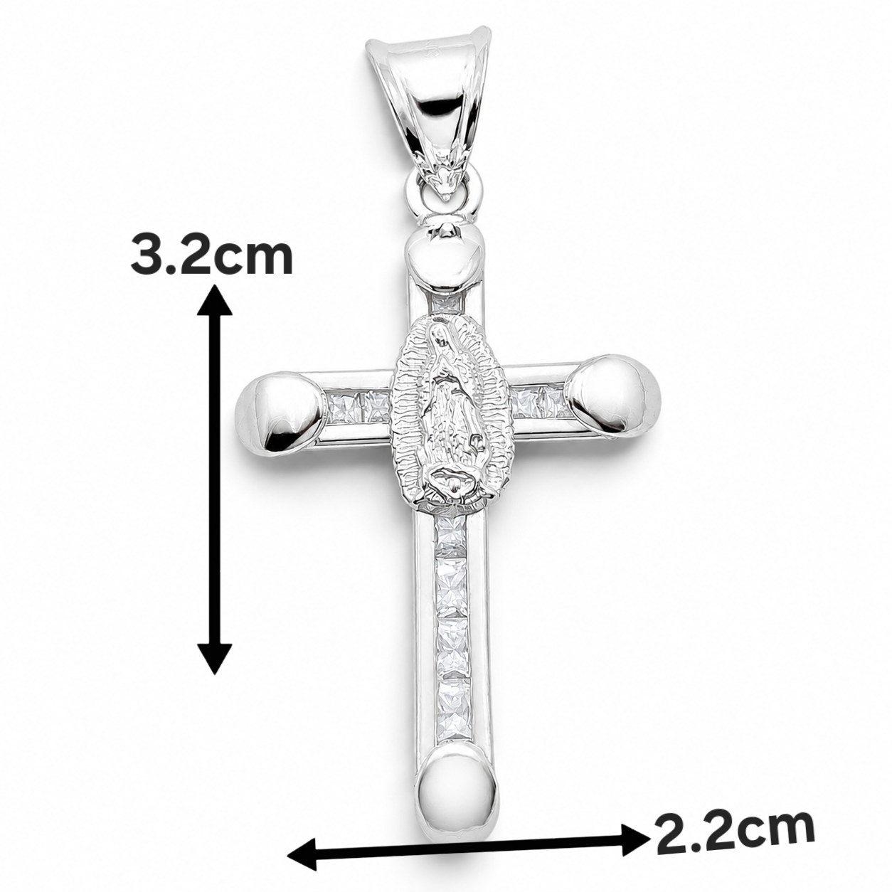 Dije Virgen Cruz Zirconia Plata Ley 925