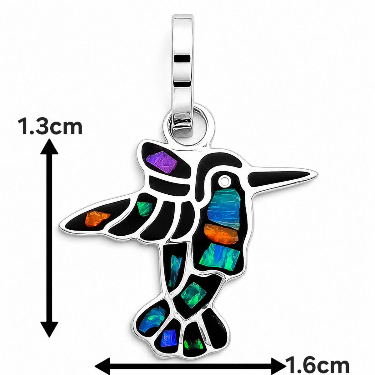 Set Colibri Negro Plata Ley 925