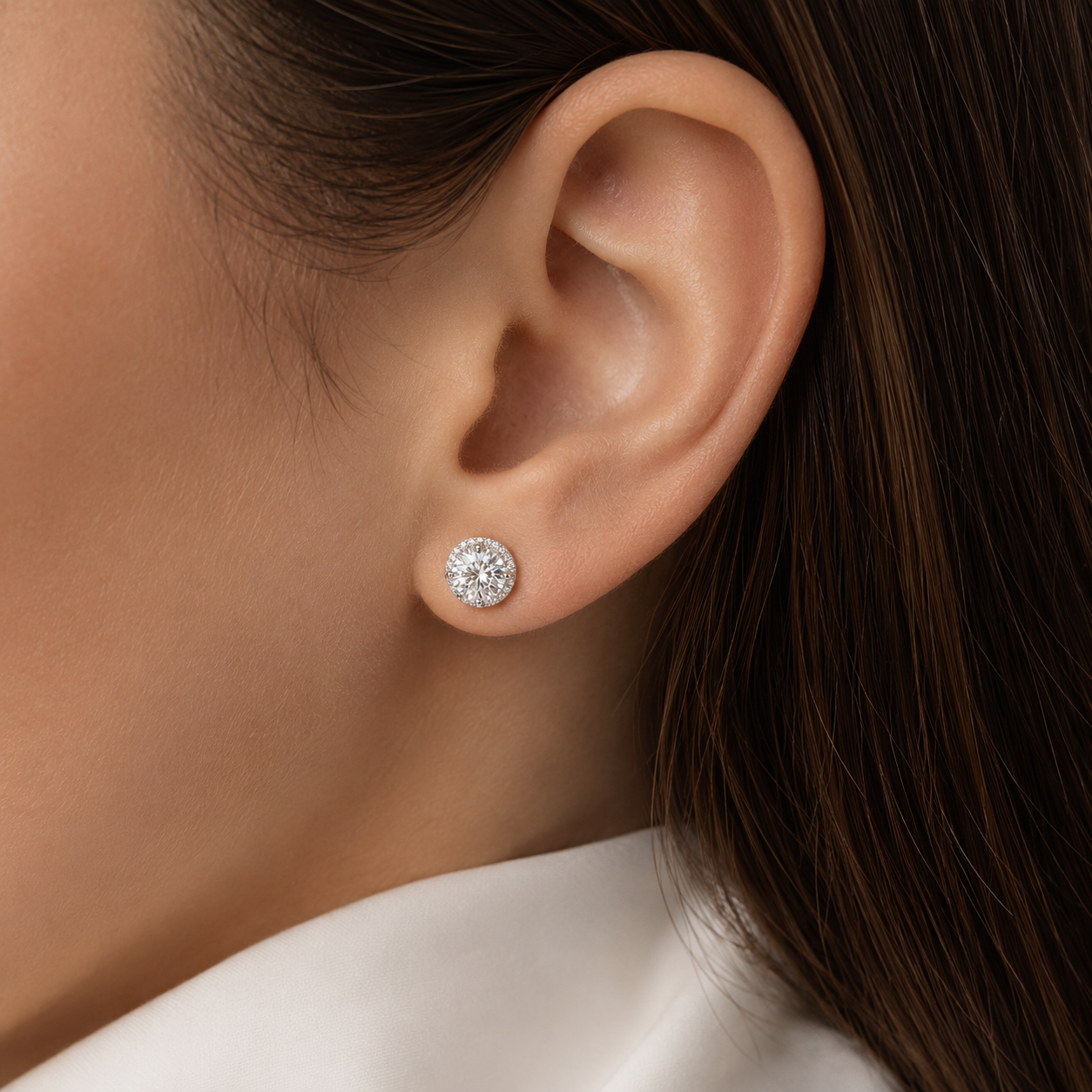 Arete Redondo Zirconia Plata Ley 925