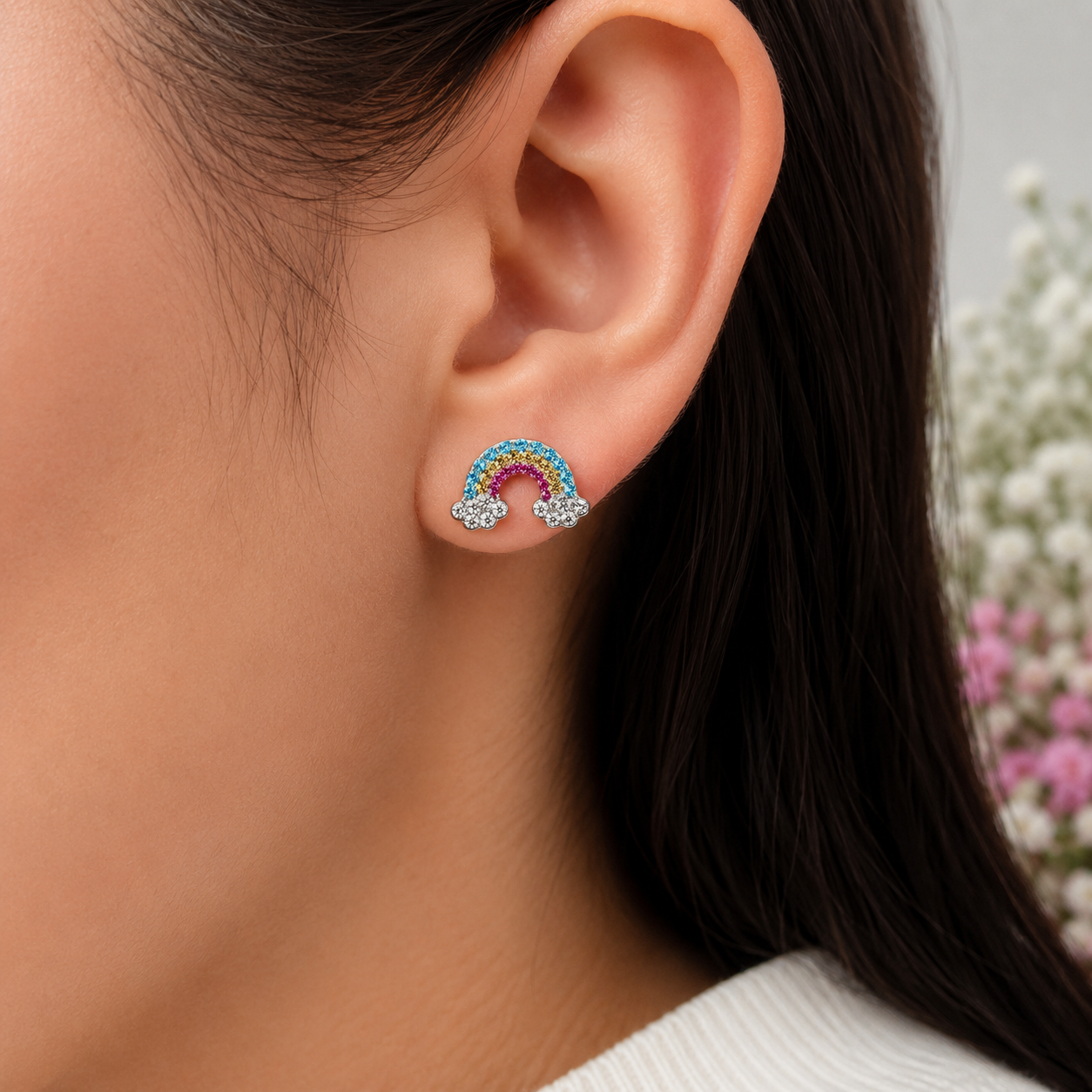 Broquel Arcoiris Azul Plata Ley 925