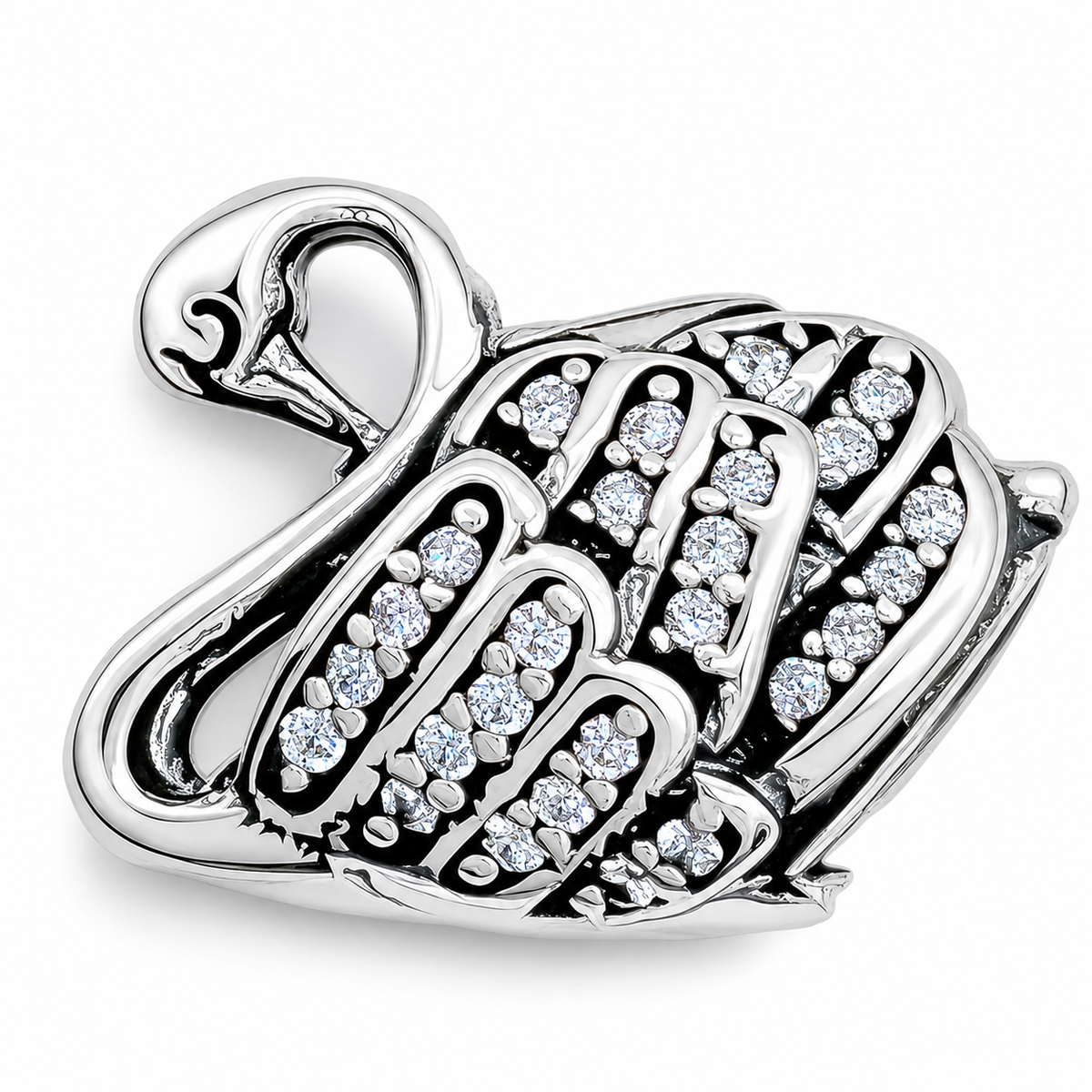 Charm Cisne Zirconia Plata Ley 925