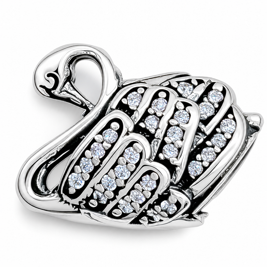 Charm Cisne Zirconia Plata Ley 925