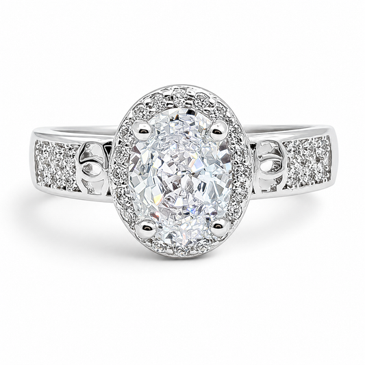 Anillo Blanco Zirconia Plata Ley 925