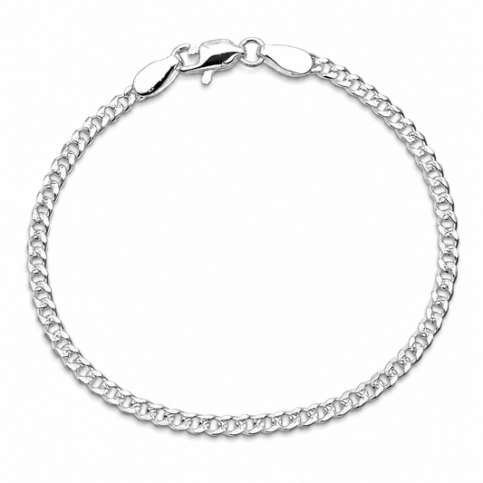 Pulso Cubano Diamantado 3mm Plata Ley 925