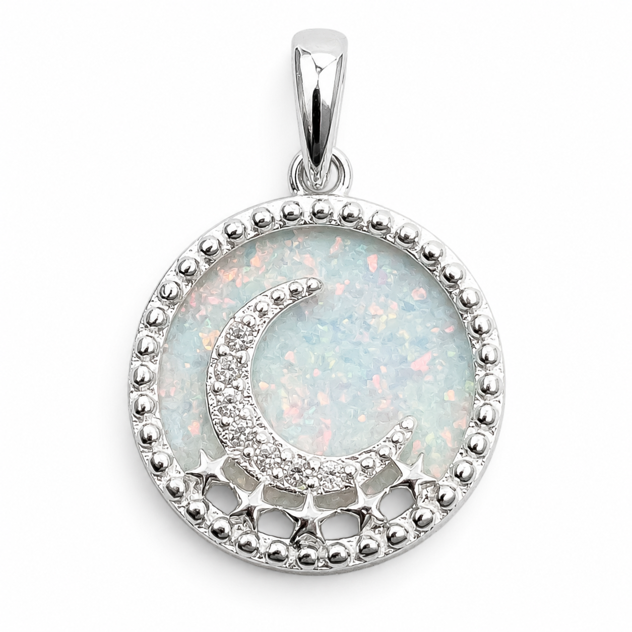 Dije Opalo Blanco Luna Plata Ley 925