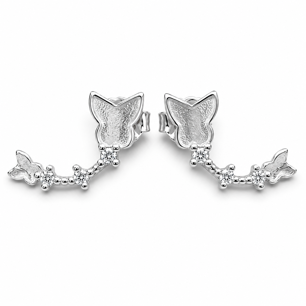 Arete Mariposas Plata Ley 925