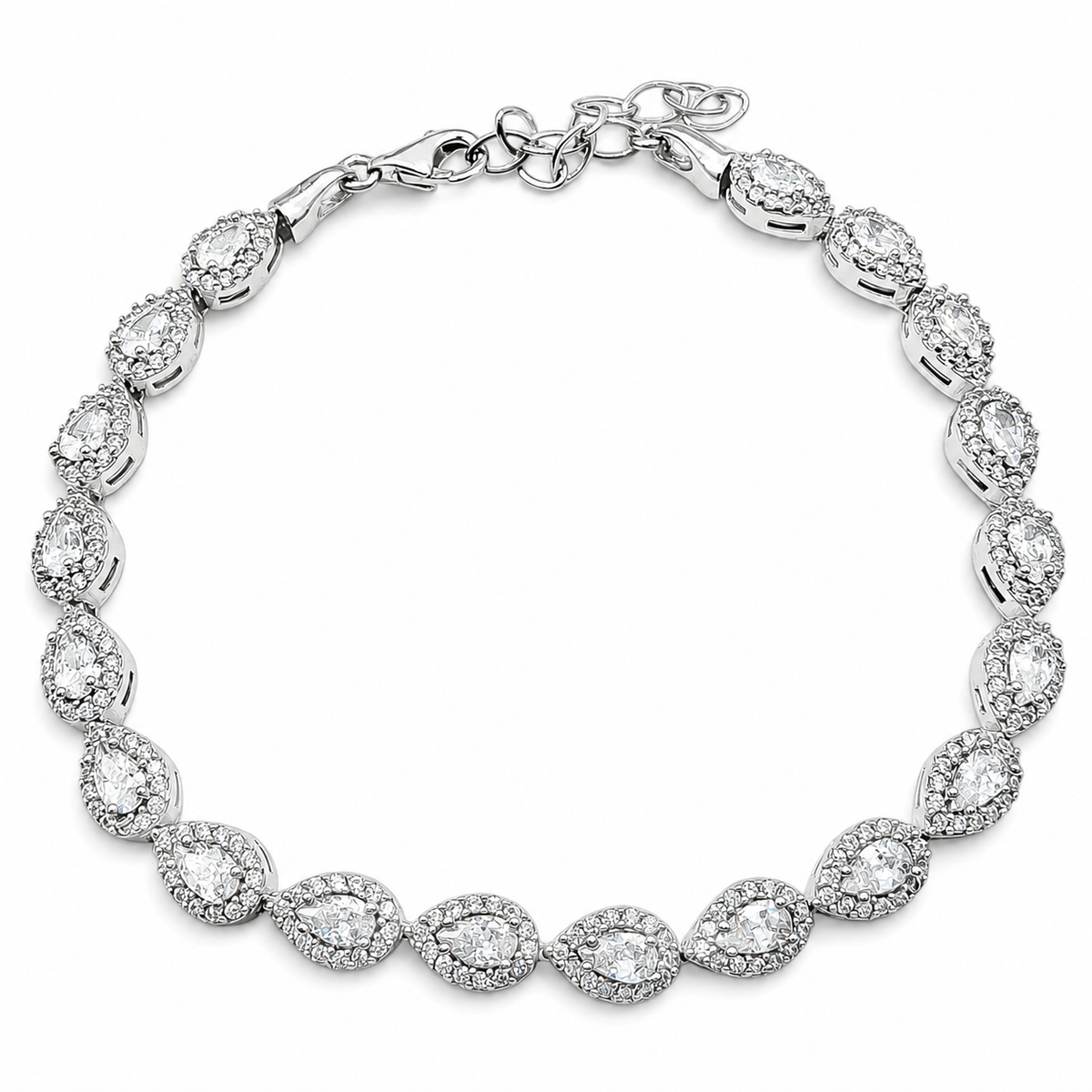 Pulsera Zirconias Blancas Plata Ley 925
