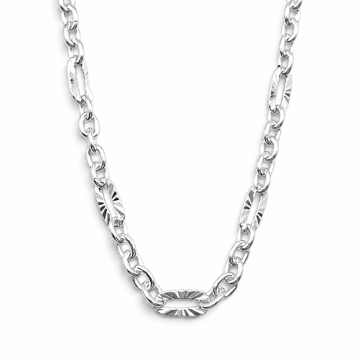 Cadena Argolla Diamantada 2mm Plata Ley 925