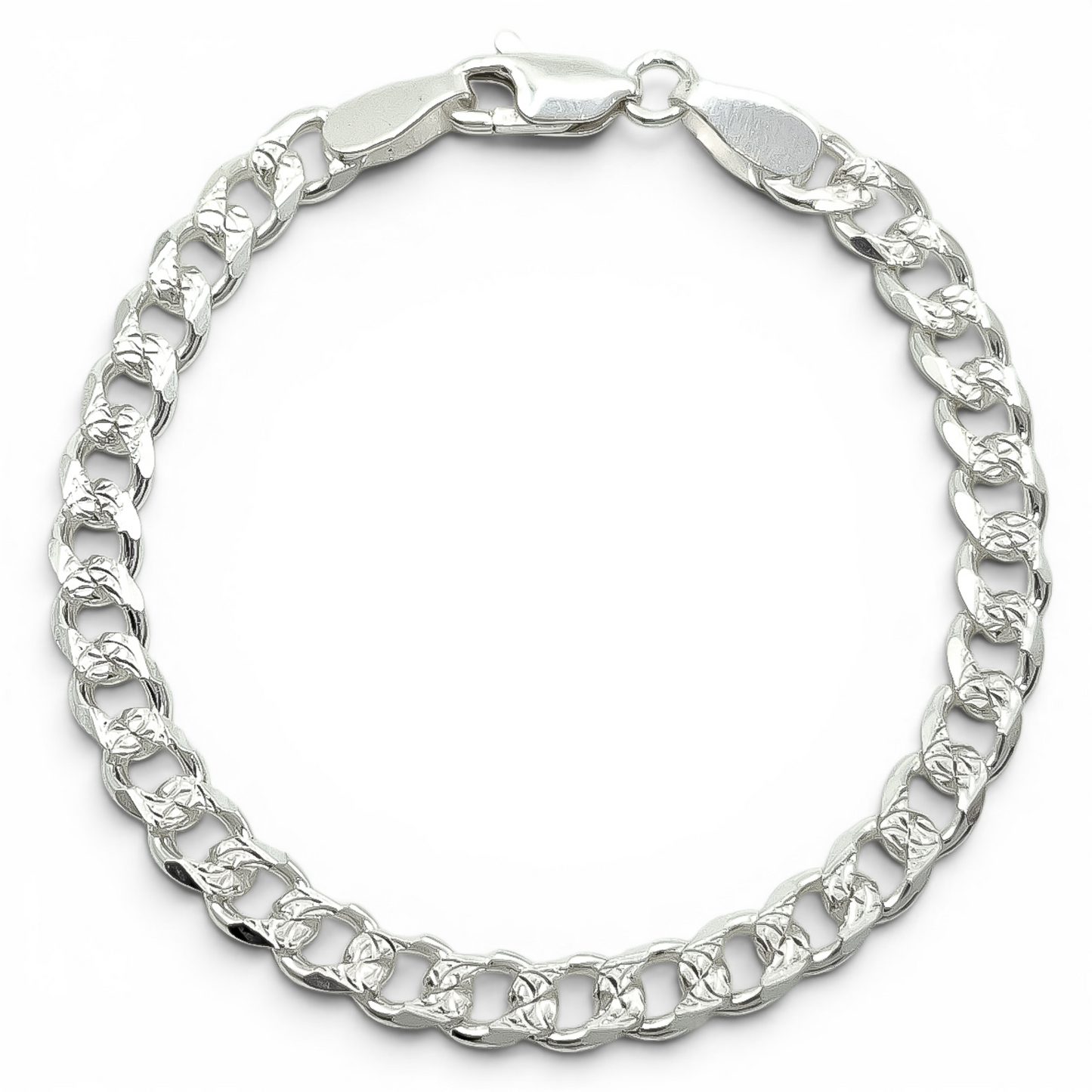 Pulso Cubano Diamantado 5mm Plata Ley 925