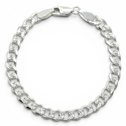 Pulso Cubano Diamantado 5mm Plata Ley 925