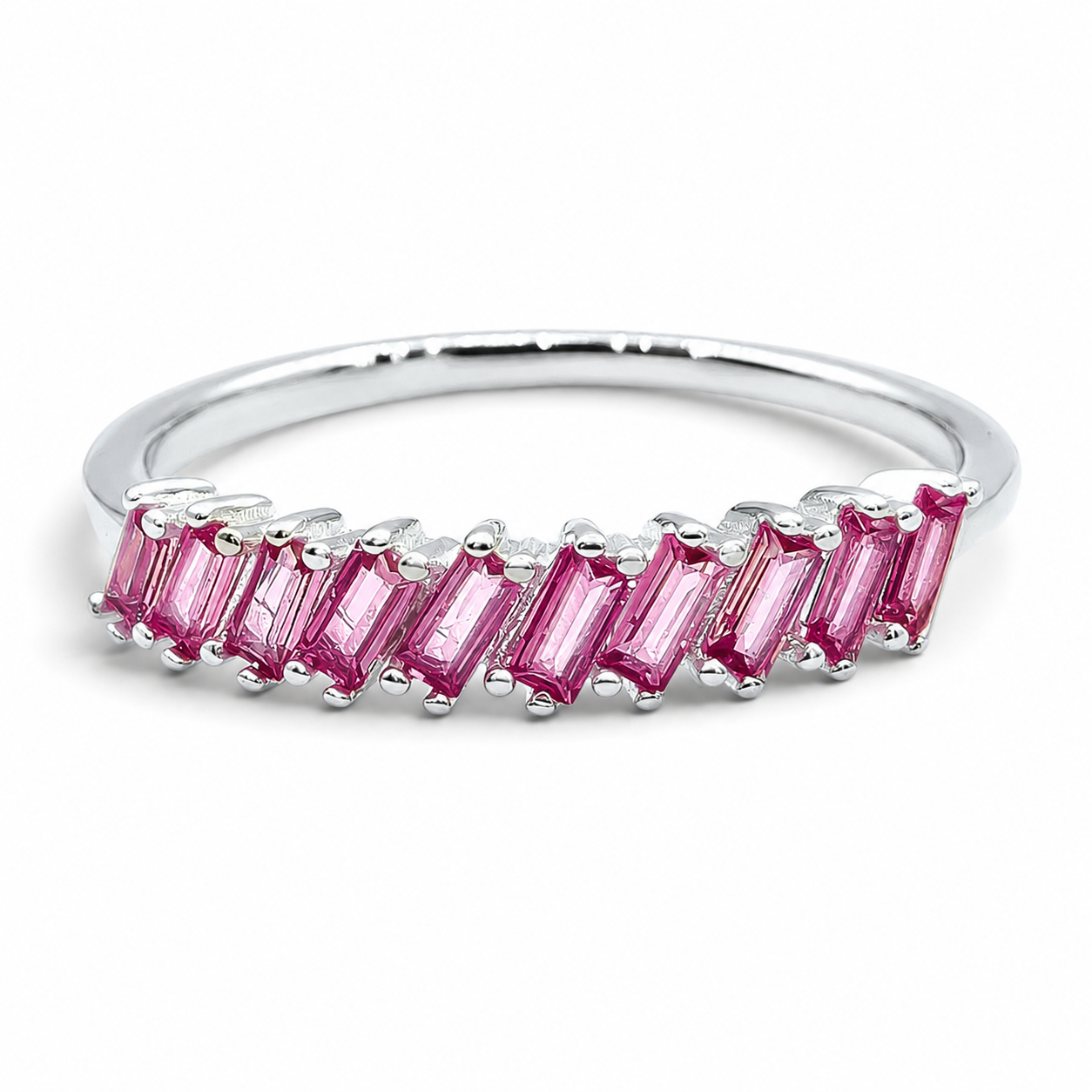 Anillo Zirconia Fiusha Plata Ley 925