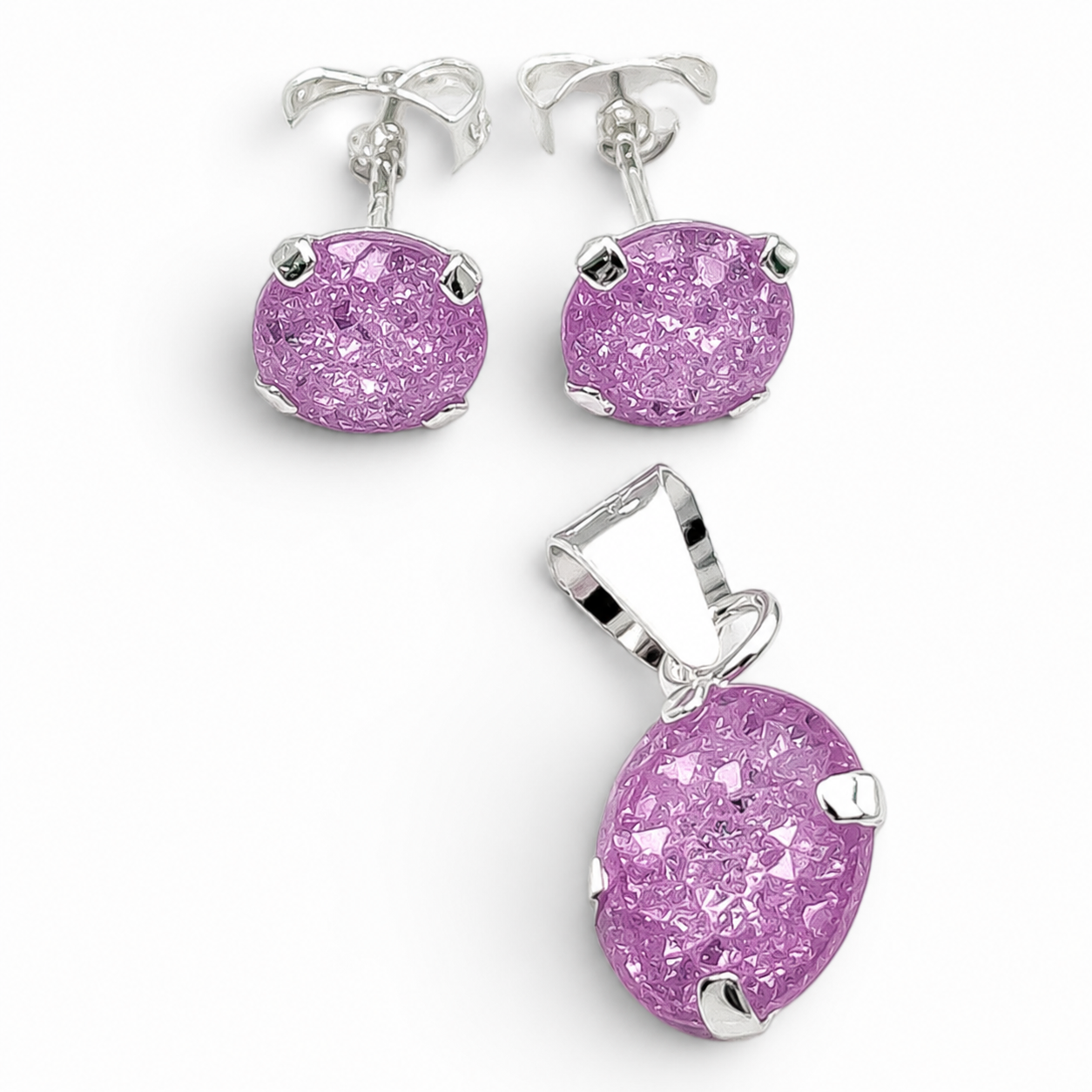 Set Rosa Plata Ley 925