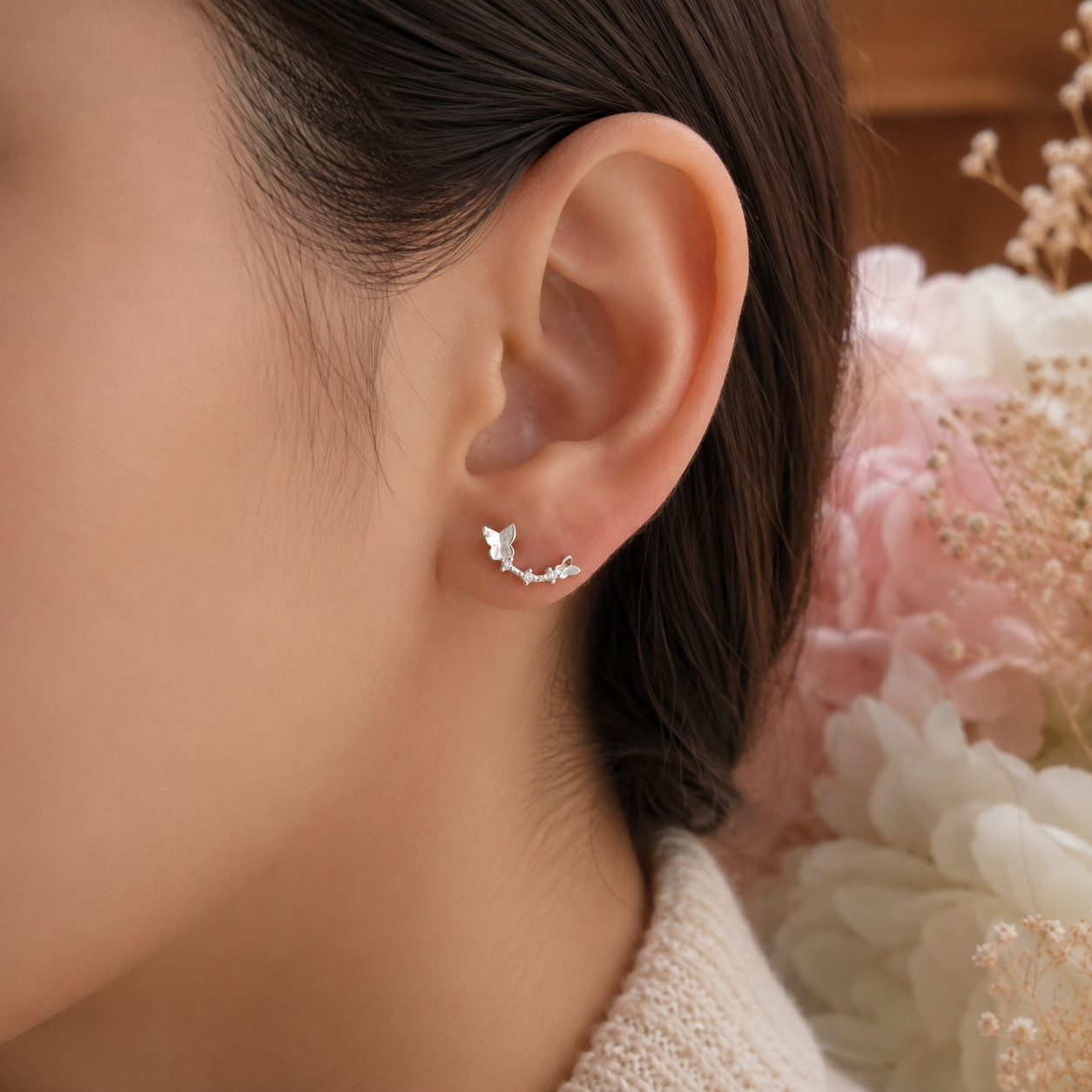 Arete Mariposas Plata Ley 925