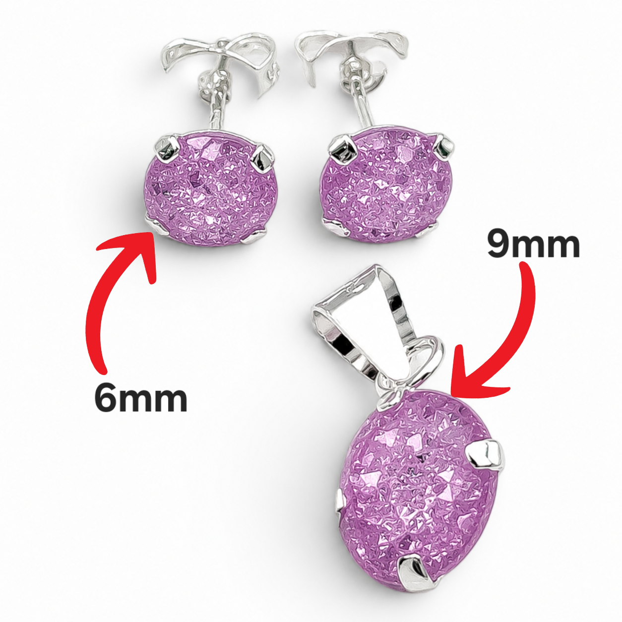 Set Rosa Plata Ley 925