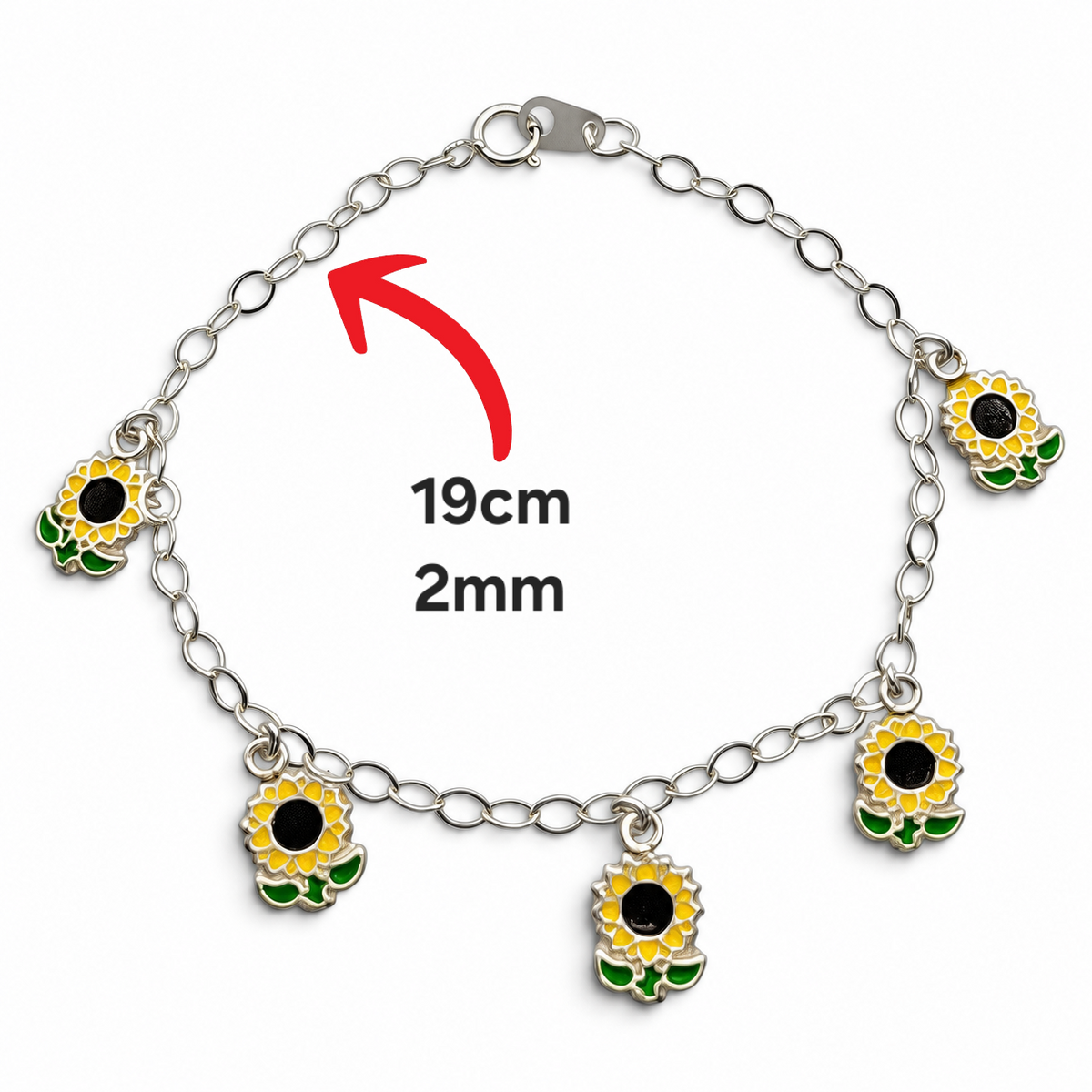 Pulsera Girasol Plata Ley 925