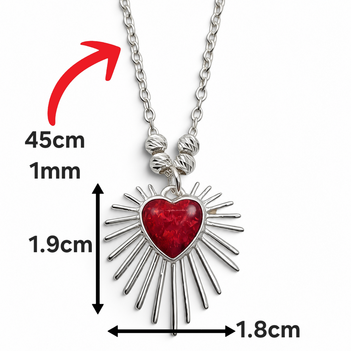 Collar Corazon Opalo Rojo Plata Ley 925