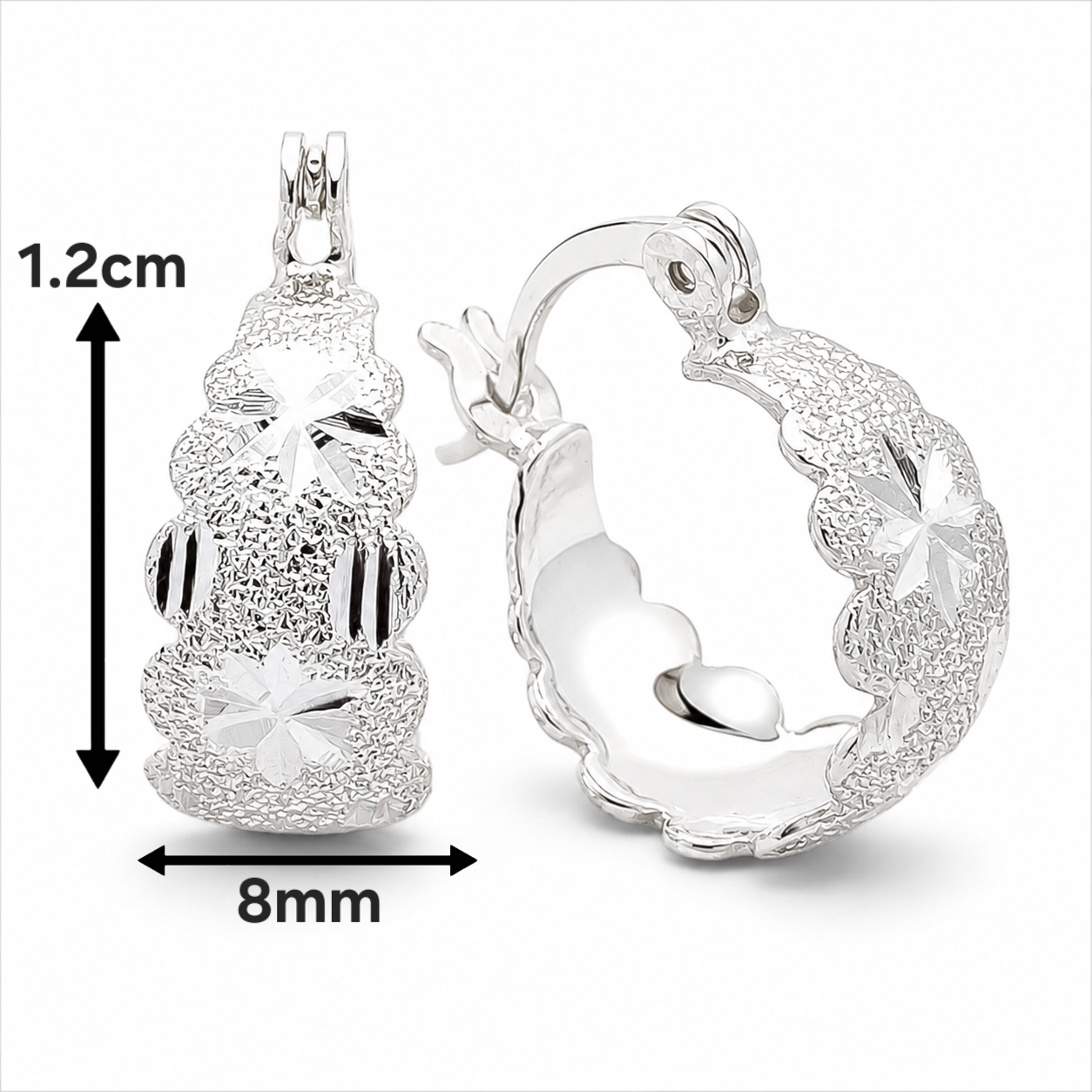 Arracada Diamantada Chica Plata Ley 925